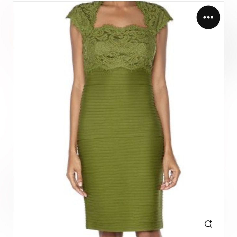 Tadashi Shoji Cap Sleeve Lace Top Sheath Dress - Olivine